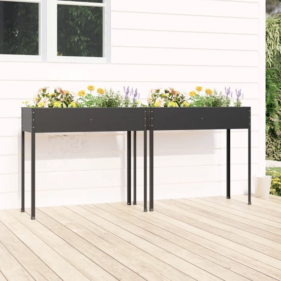 Jardinières 2 pcs anthracite acier galvanisé