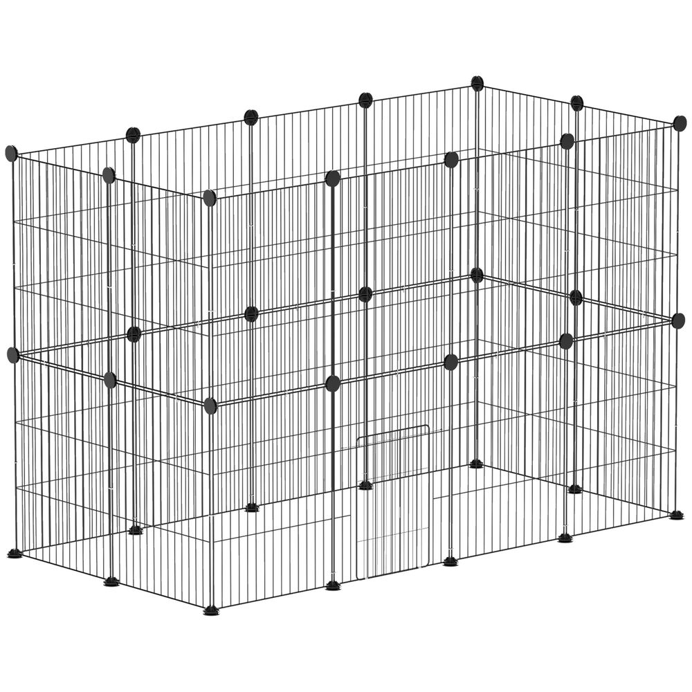 Parc enclos modulable acier petits animaux intérieur extérieur 120x60x80cm noir