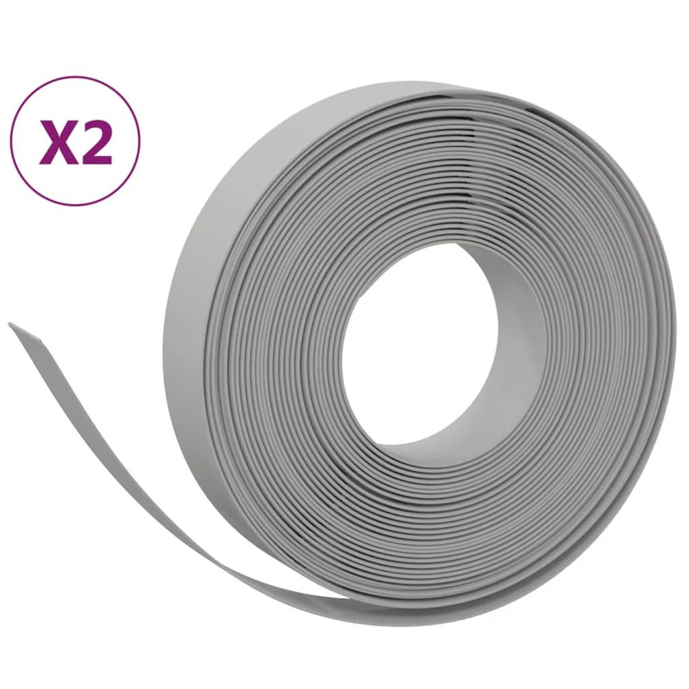 Bordures de jardin 2 pcs gris 10 m 10 cm polyéthylène