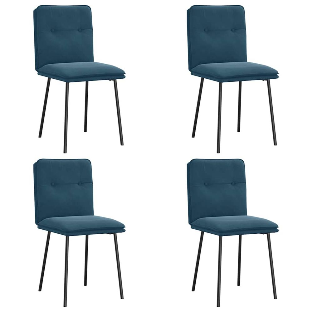 Chaises à manger lot de 4 bleu velours