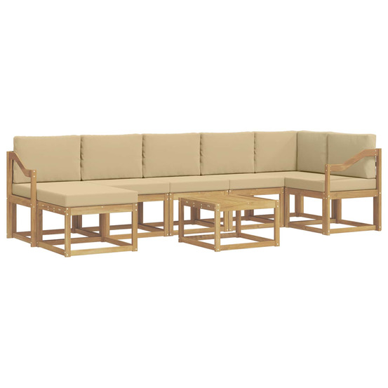 Ensemble de canapés d'extérieur 8 pcs blanc et beige polyester