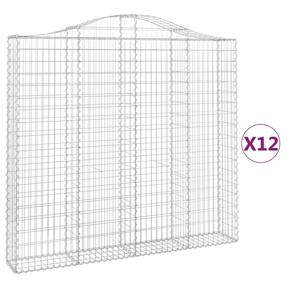 Paniers à gabions arqués 12 pcs 200x30x180/200 cm fer galvanisé