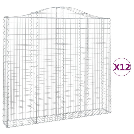 Paniers à gabions arqués 12 pcs 200x30x180/200 cm fer galvanisé