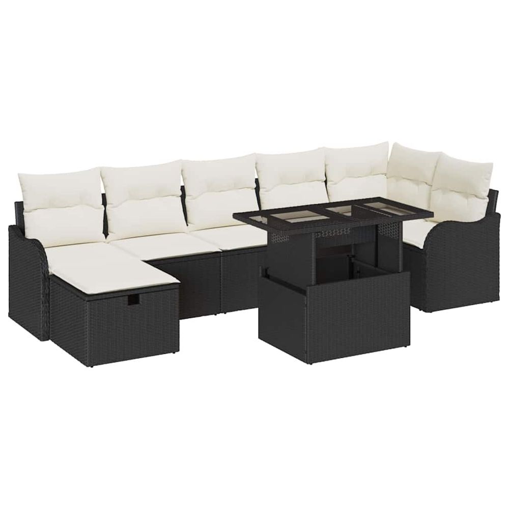 Ensemble de canapé de jardin 8 pc noir poly rotin