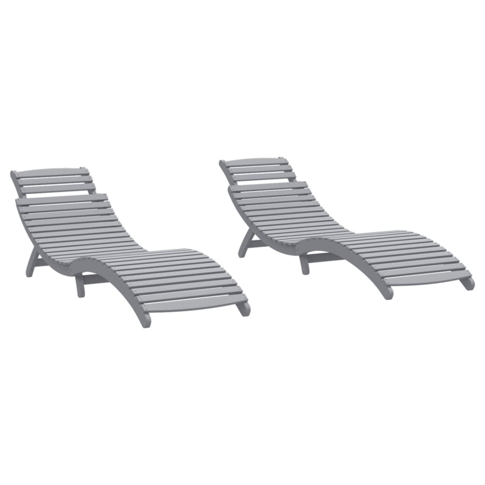Chaises longues lot de 2 gris 184x55x64 cm bois massif acacia