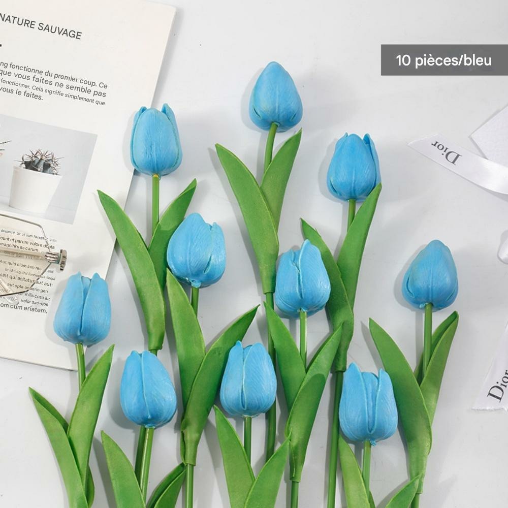 Bouquet de 10 tulipes artificielles bleu dtopbuyage