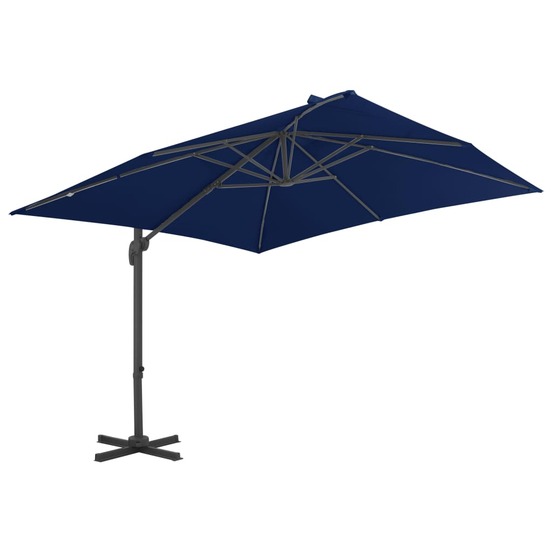 Parasol de jardin en porte-à-faux et mât en aluminium bleu azur