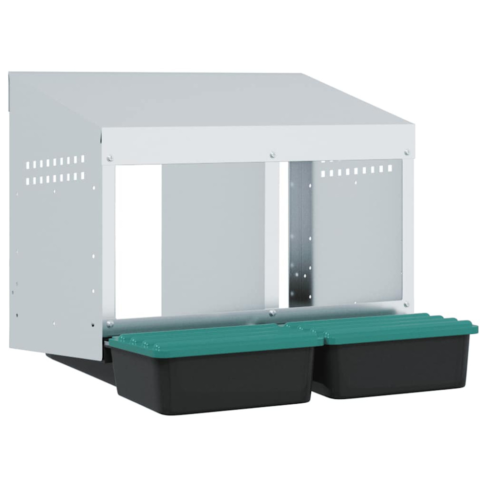 Nichoir à poules 2 compartiments, fixation murale, acier galvanisé