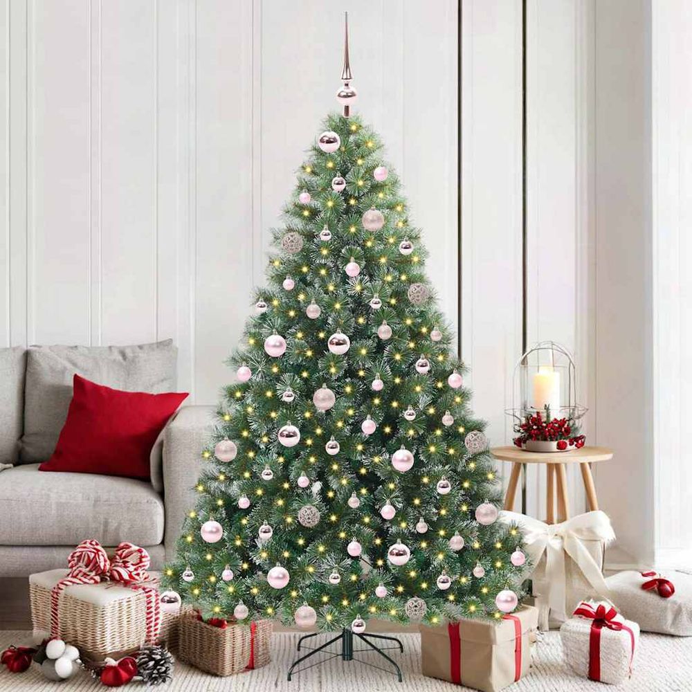 Sapin de noël complet lumineux 120 boules or/blanc pe/pvc 180 cm