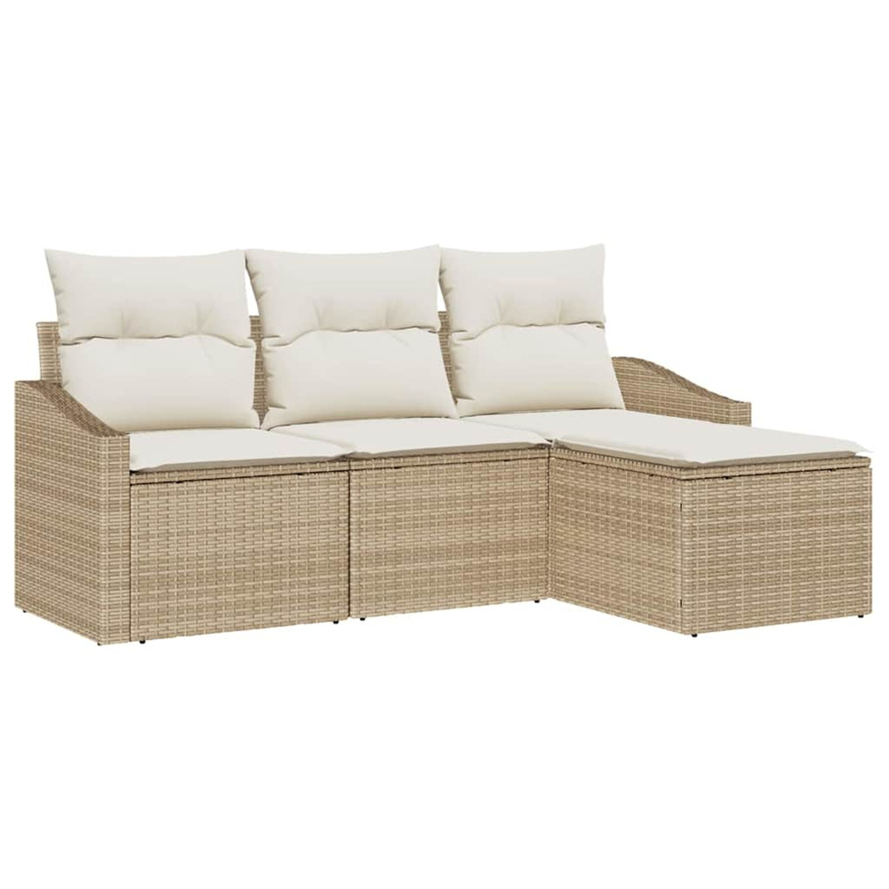 Ensemble de canapés avec coussin 4 pcs beige et crème polyrotin