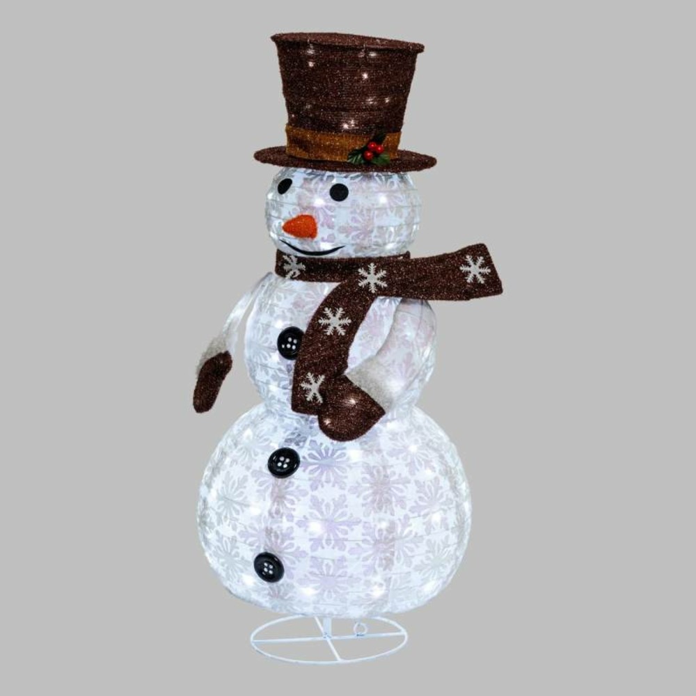 Bonhomme de neige lumineux extérieur repliable en tissu h90cm led blanc froid lotti