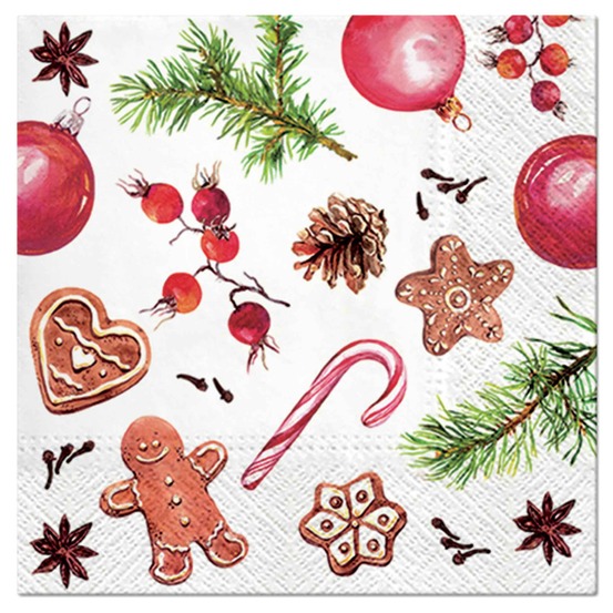 20 serviettes papier friandise de noel
