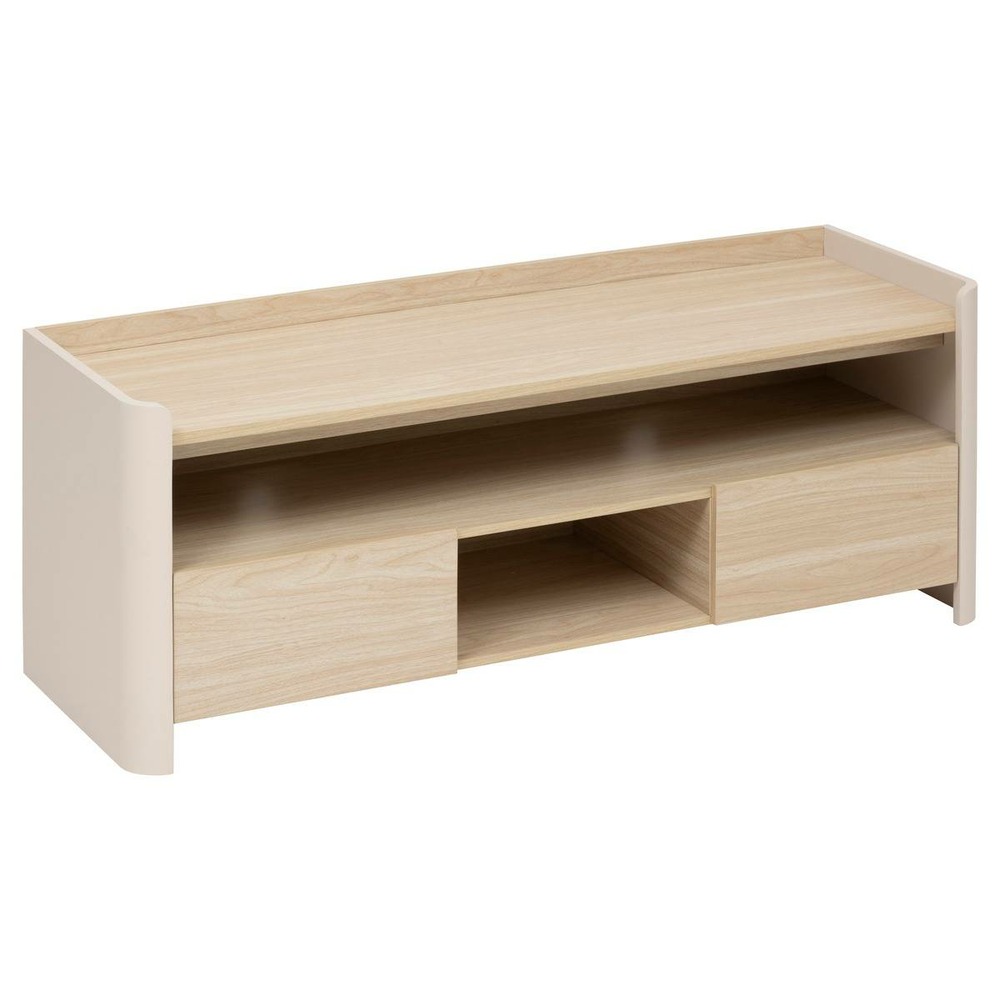 5five - meuble tv roundy blanc ivoire et bois