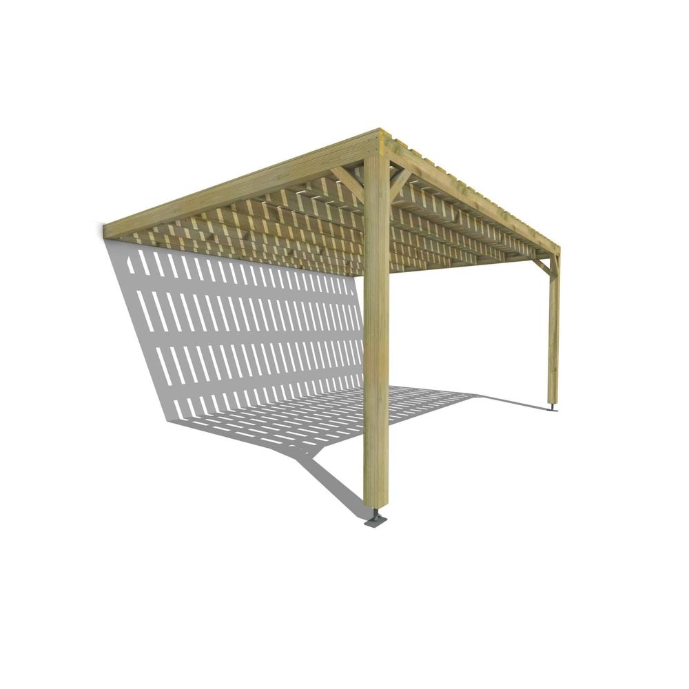Pergola bois • 5m x 4m • adossée • sens largeur • platelage bois • livraison comprise