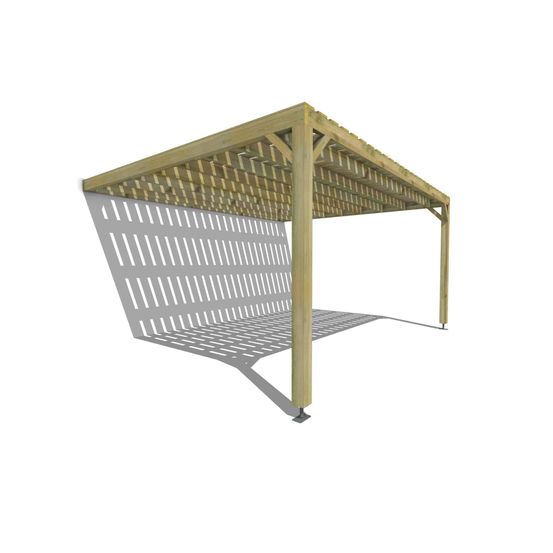 Pergola bois • 5m x 4m • adossée • sens largeur • platelage bois • livraison comprise