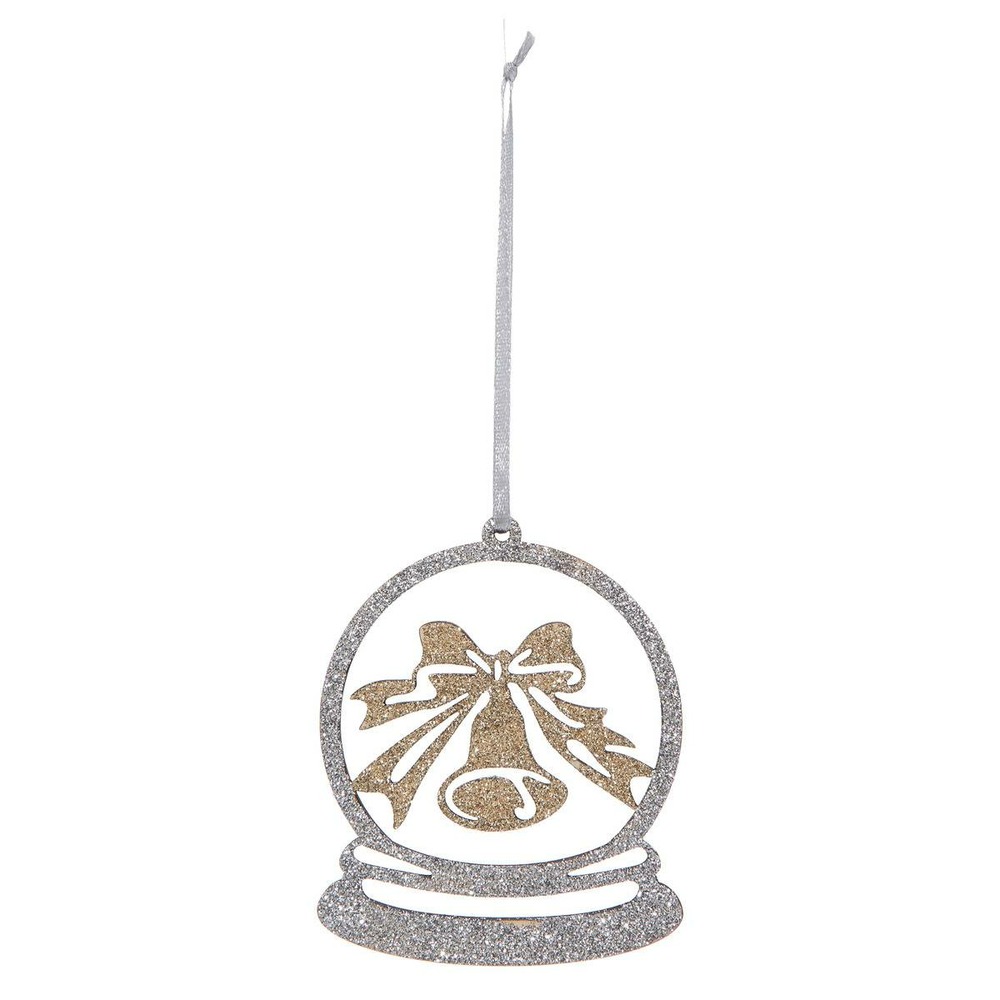 Sujet de noël bois cloche paillettes