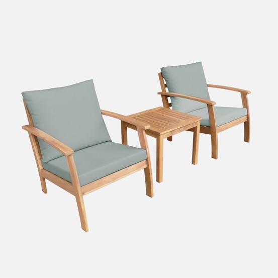 Salon de jardin bois d'acacia 2 places - fauteuils et table basse - ushuaïa