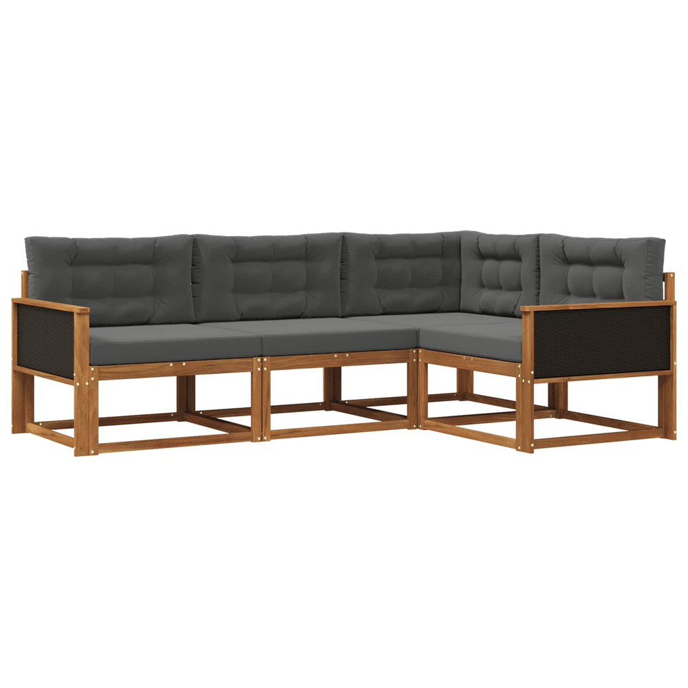 Ensemble de canapés d'extérieur 4 pcs naturel et anthracite
