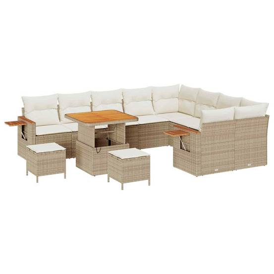Ensemble de canapé de jardin avec coussin 12 pcs beige et crème
