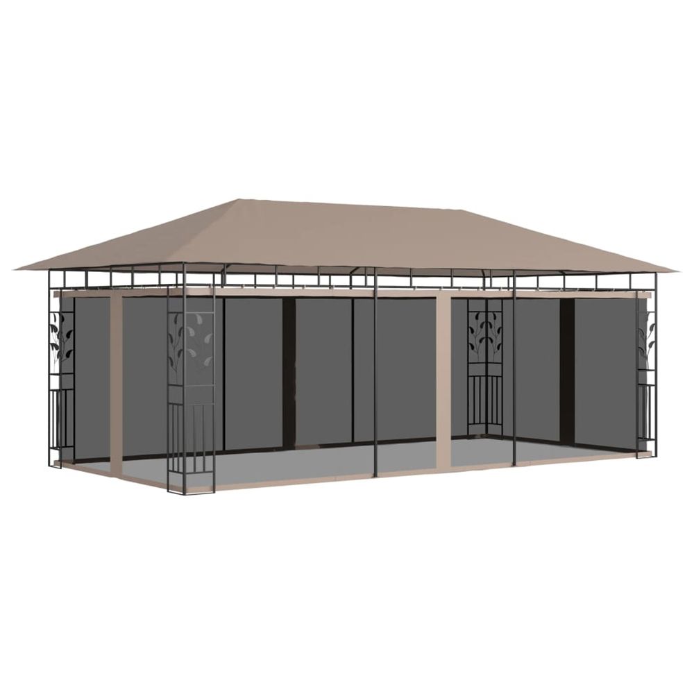 Belvédère avec moustiquaire 6x3x2,73 m taupe 180 g/m²