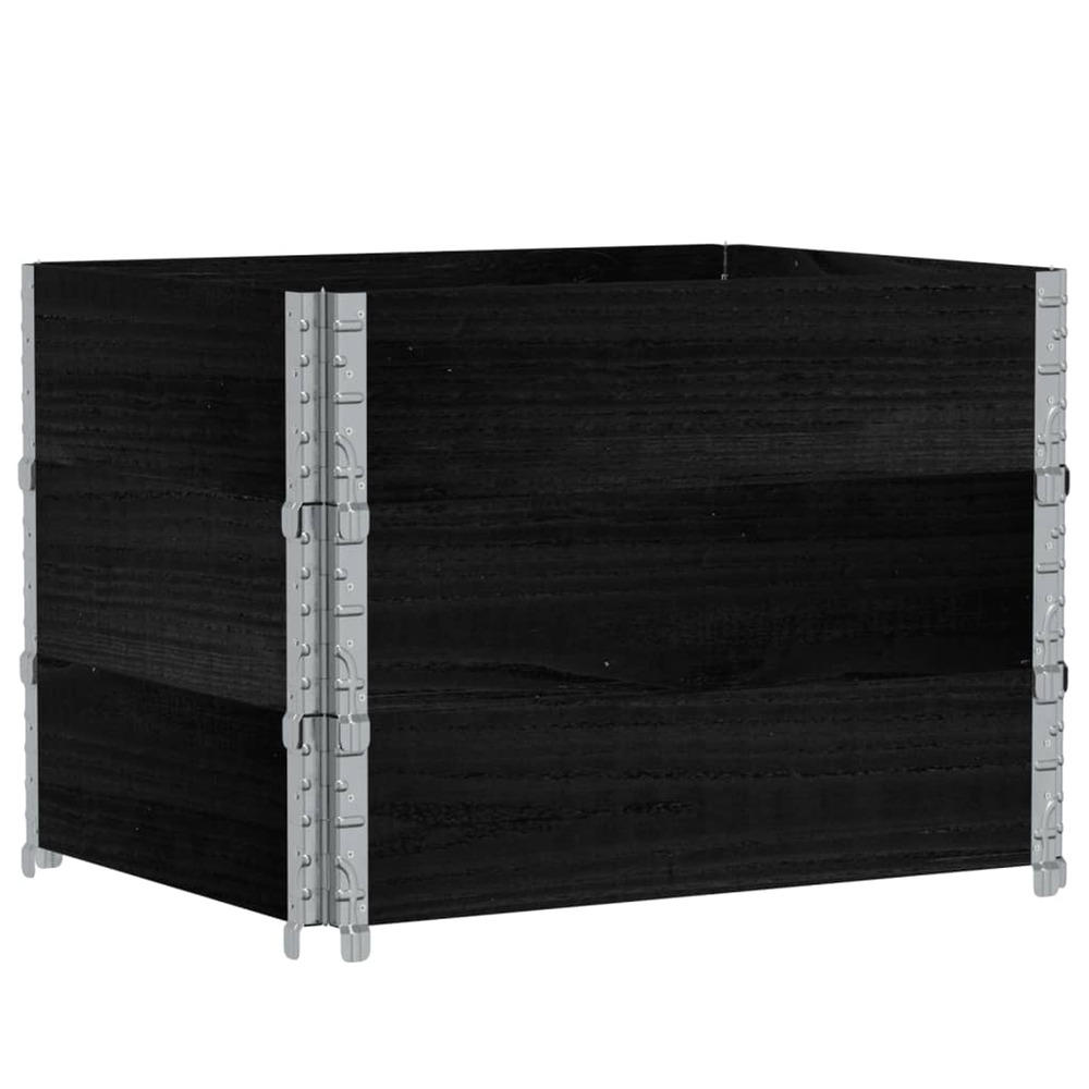 Colliers de palette 3 pcs noir 80x60 cm bois de pin solide