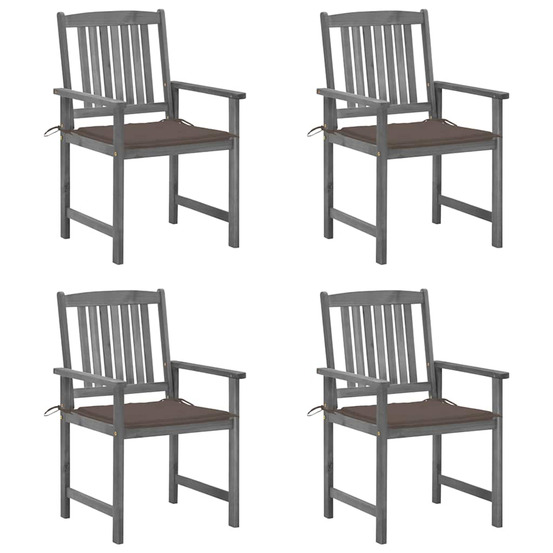 Chaises de jardin et coussins lot de 4 gris bois acacia massif