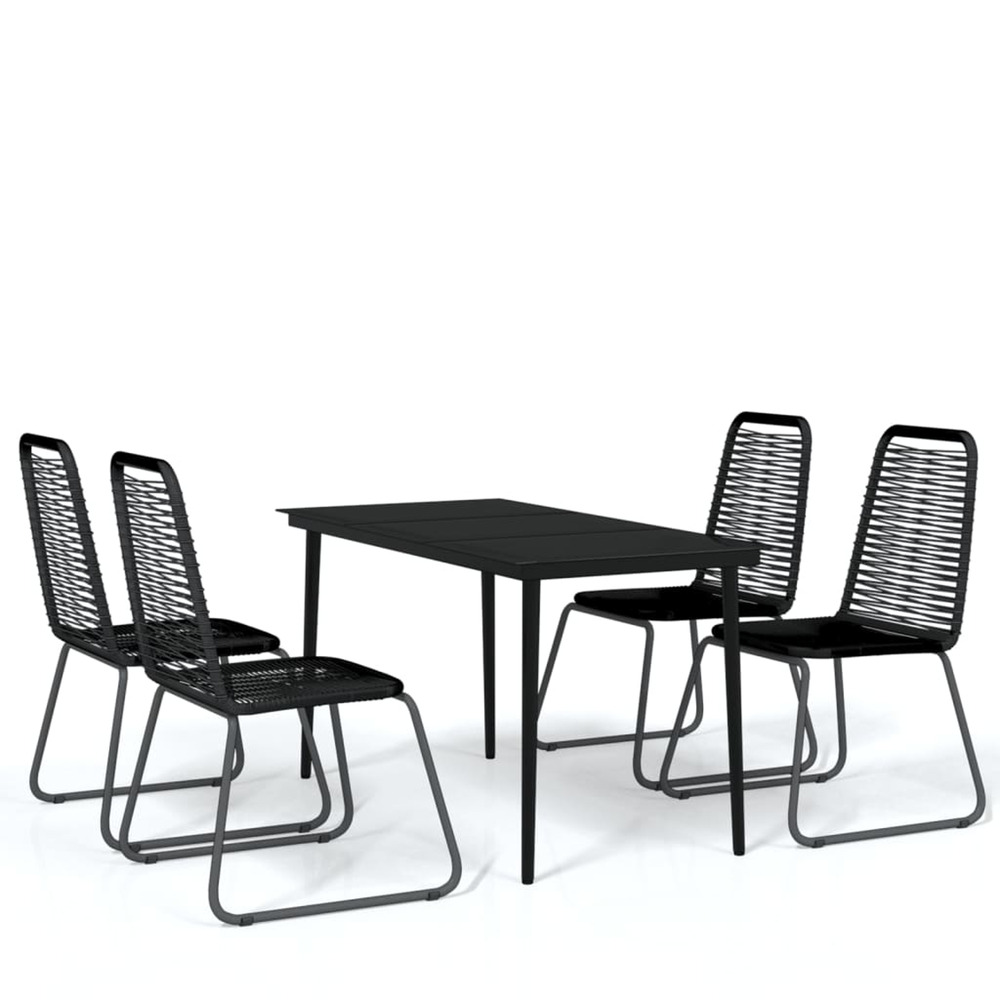 Ensemble à manger de jardin 5 pcs noir