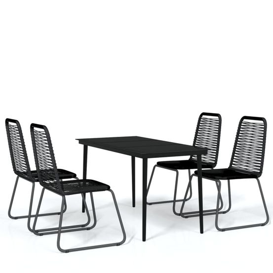 Ensemble à manger de jardin 5 pcs noir