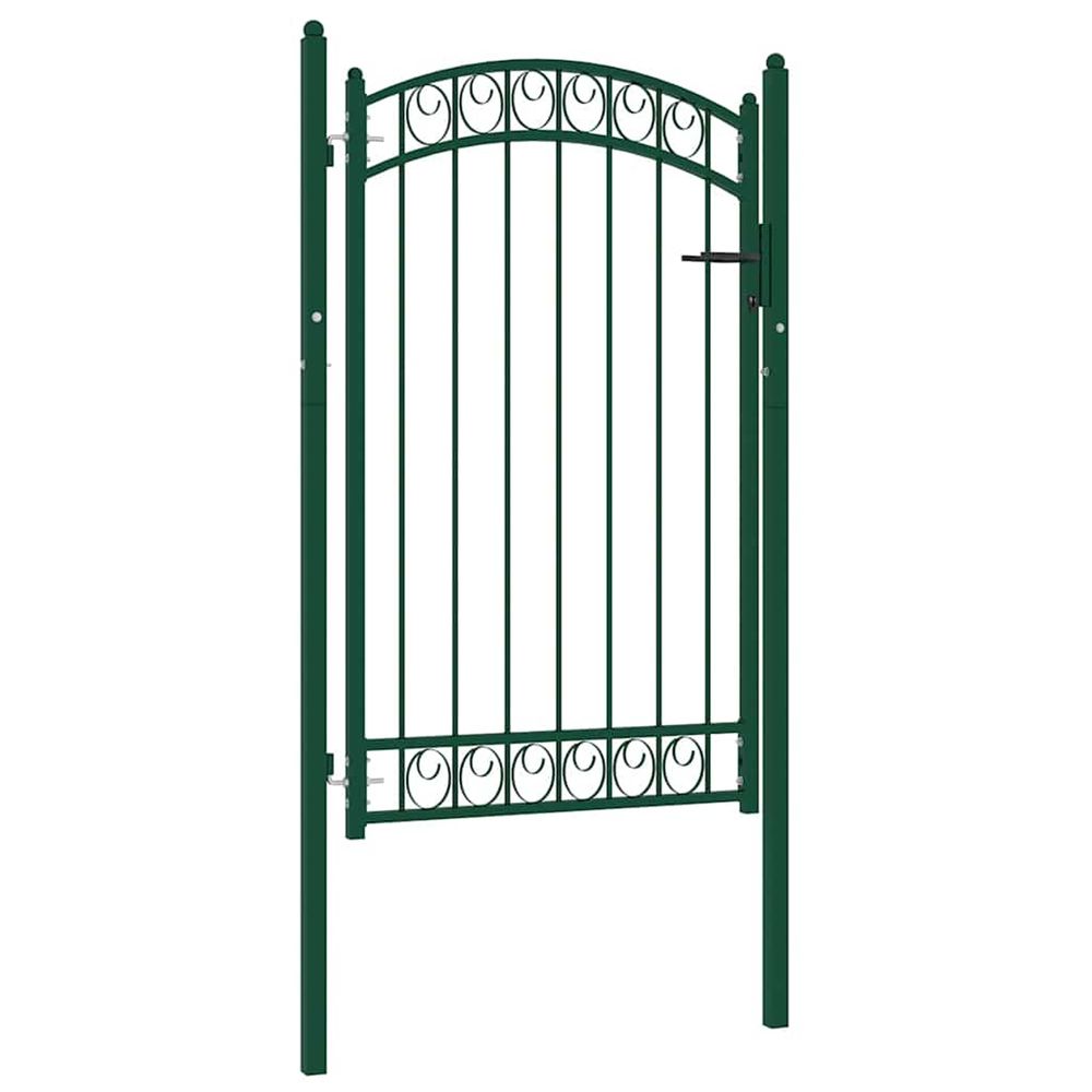 Portail de clôture emmen avec arc en haut, acier, 100 x 106 cm, vert