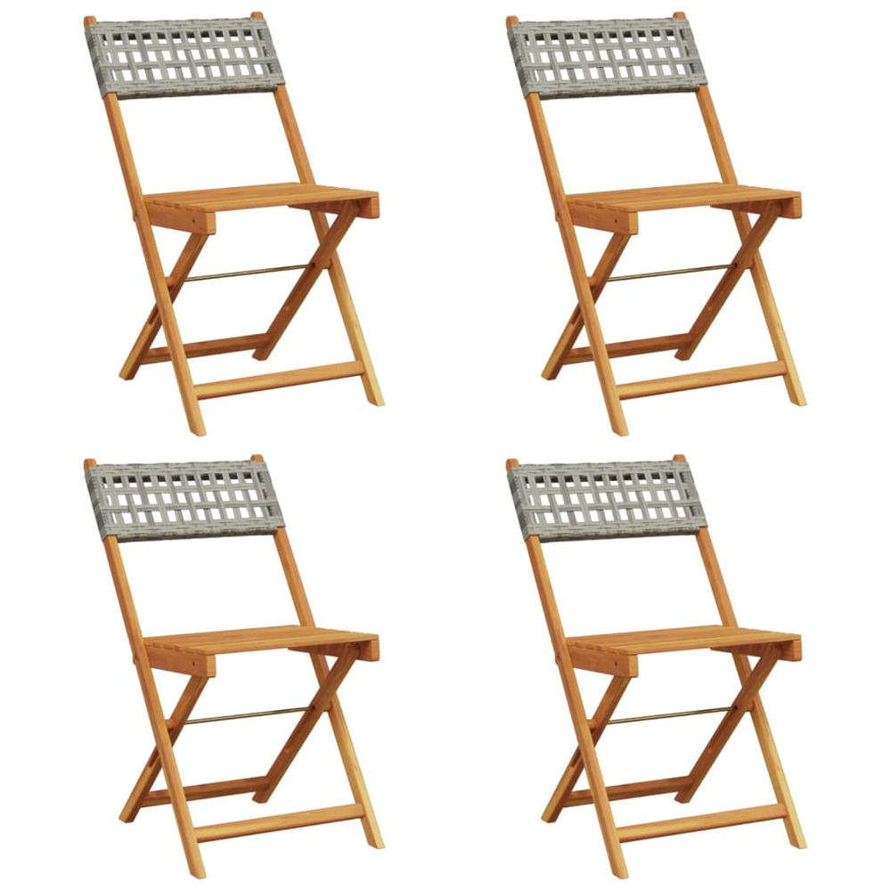 Chaises de jardin pliantes lot de 4 gris poly rotin bois massif