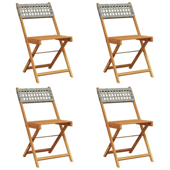 Chaises de jardin pliantes lot de 4 gris poly rotin bois massif