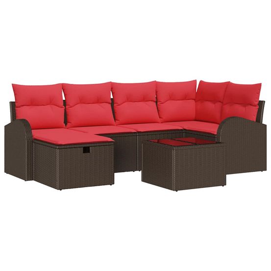 Ensemble de canapé de jardin 7 pc marron polyrotin