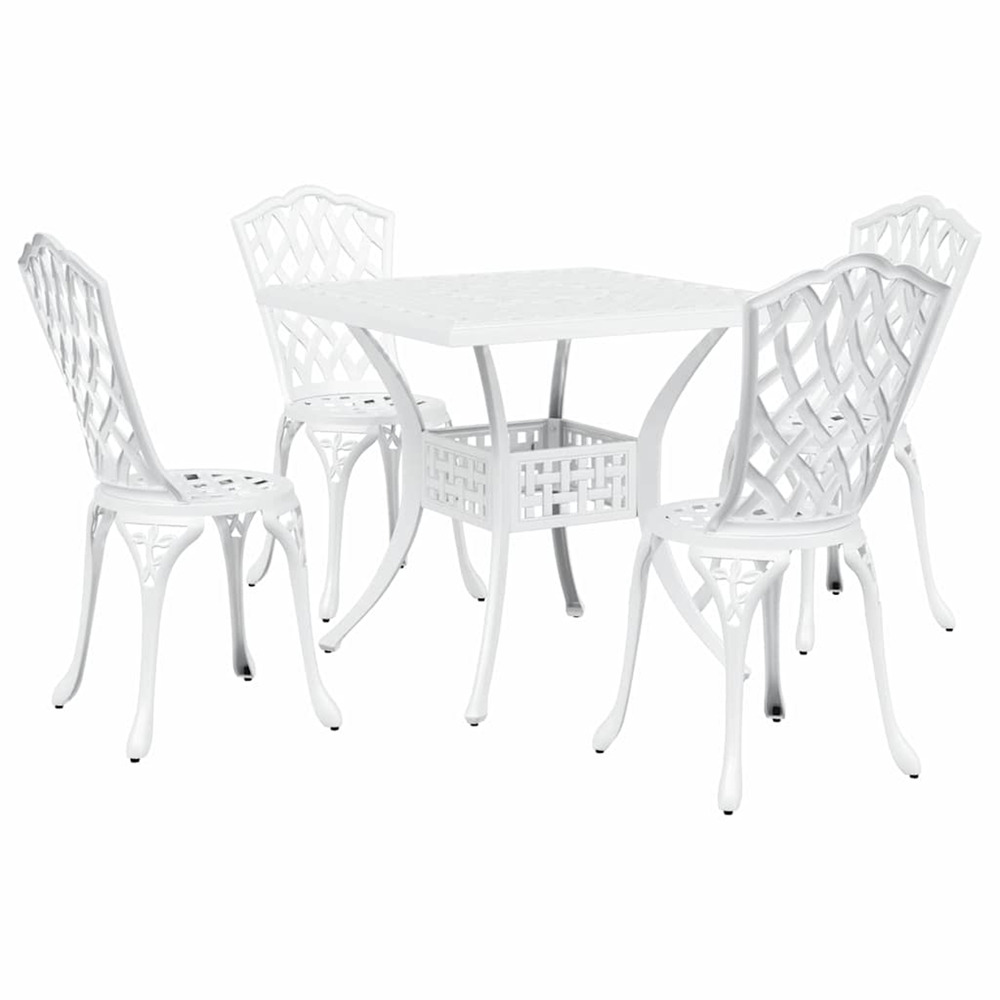Ensemble de tables de jardin 5 pcs blanc aluminium coulé
