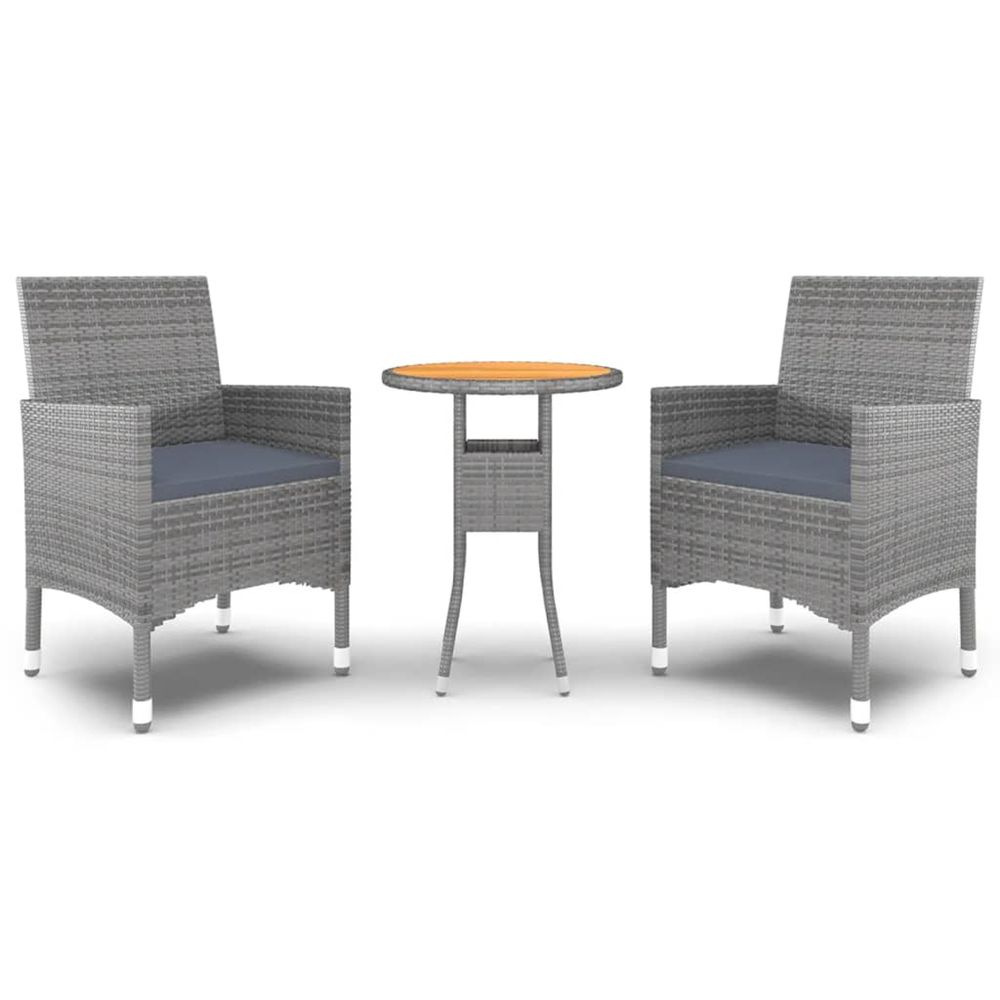 Ensemble à manger de jardin 3 pcs résine tressée gris