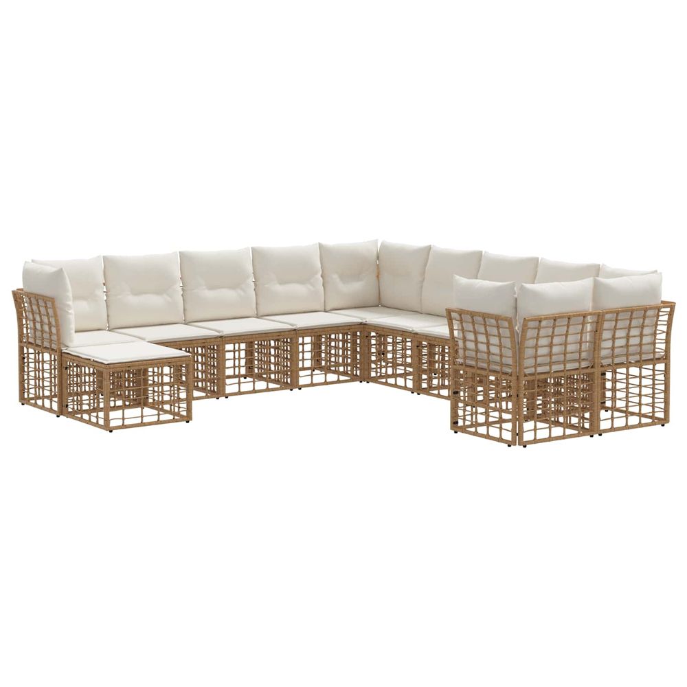 Ensemble de canapés d'extérieur 11 pc blanc naturel et crème