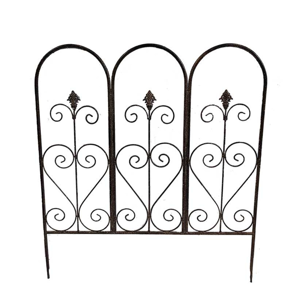 Barrière de jardin terrasse fer patiné 70x78cm
