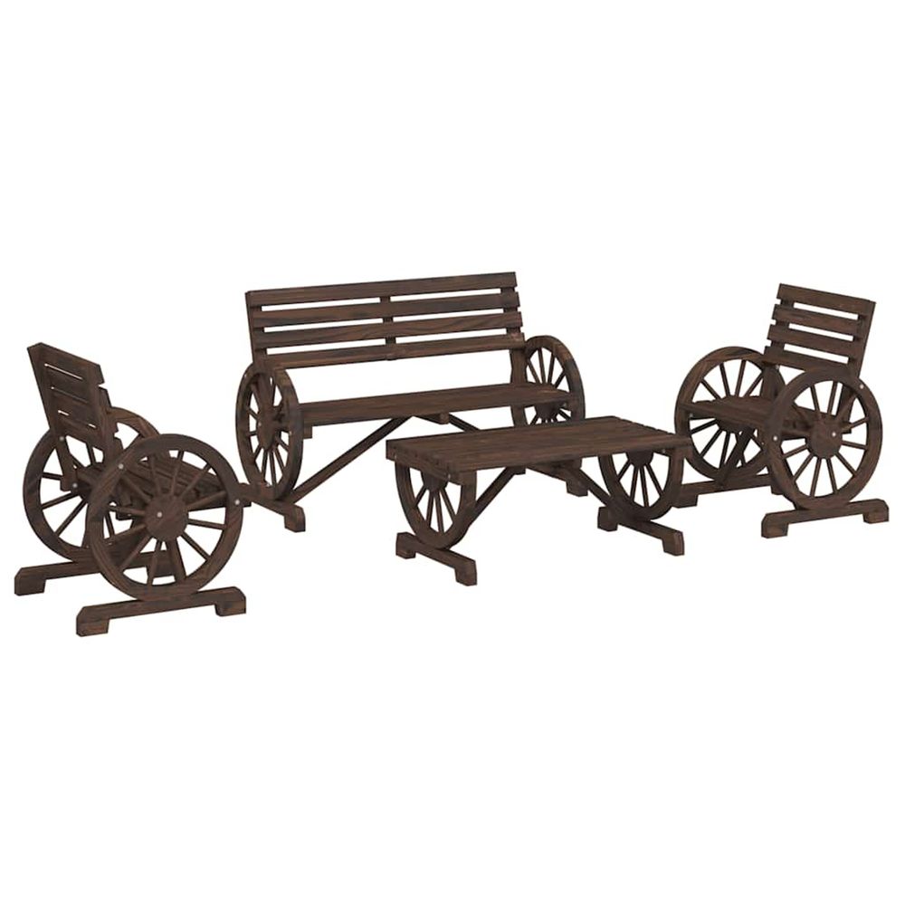 Salon de jardin 4 pcs bois de sapin massif