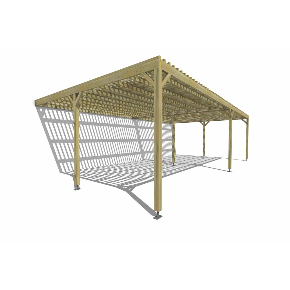 Pergola bois • 9m x 5m • adossée • sens largeur • lattage bois • livraison comprise