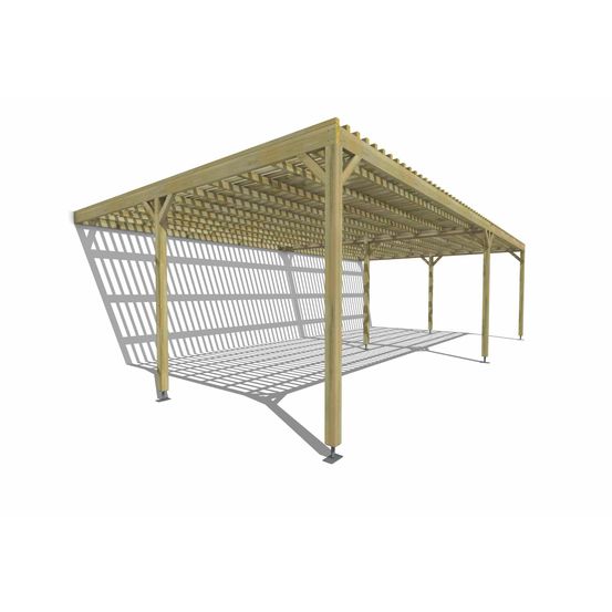 Pergola bois • 9m x 5m • adossée • sens largeur • lattage bois • livraison comprise