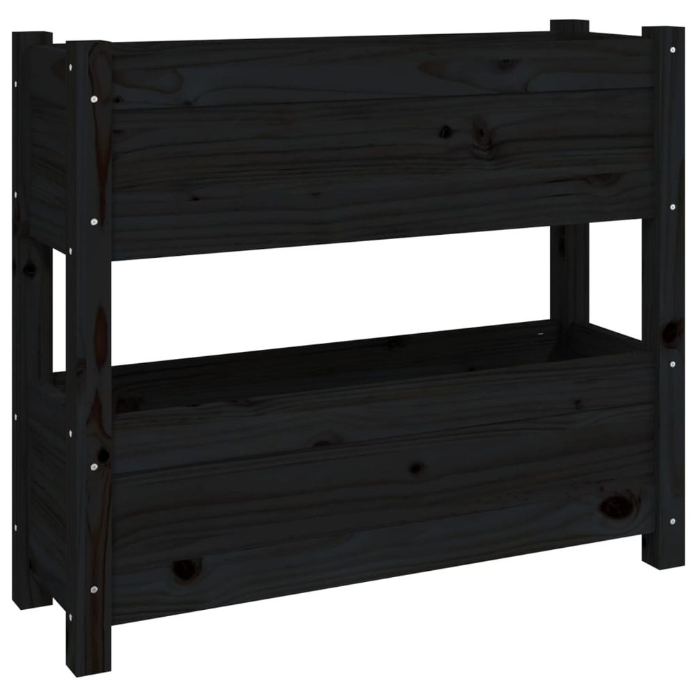 Jardinière noir 77x25x66 cm bois massif de pin