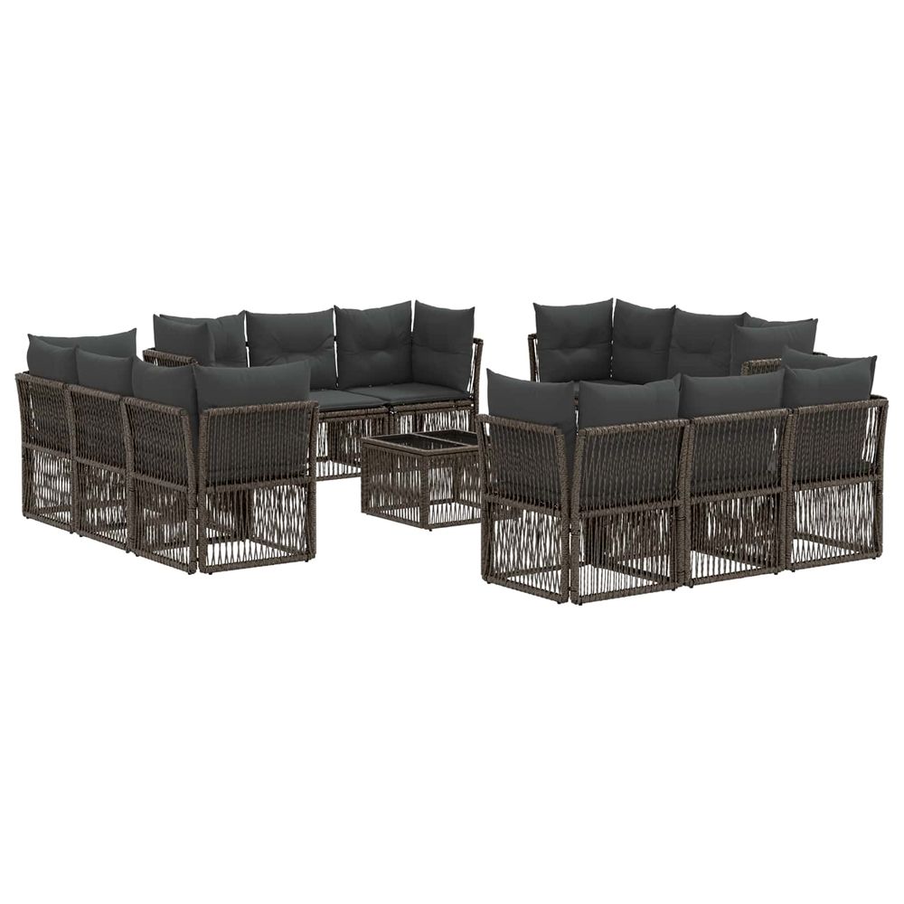 Ensemble de canapé de jardin 13 pc gris polyrotin
