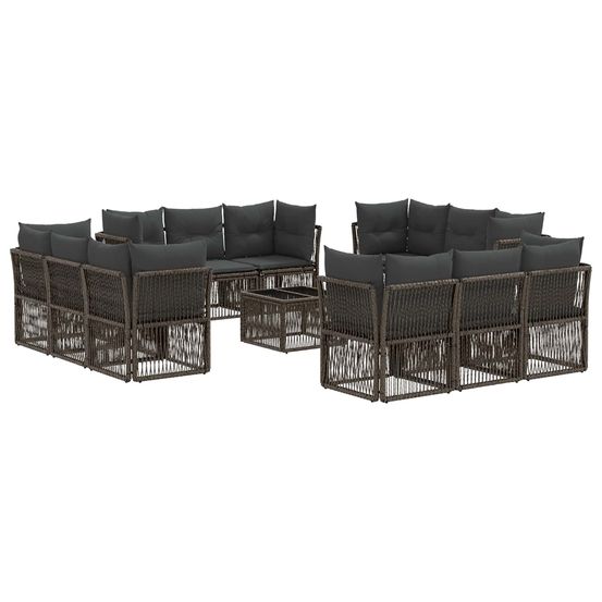 Ensemble de canapé de jardin 13 pc gris polyrotin