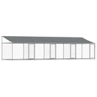 Cage pour chien avec toit et portes gris 8x2x2m acier galvanisé