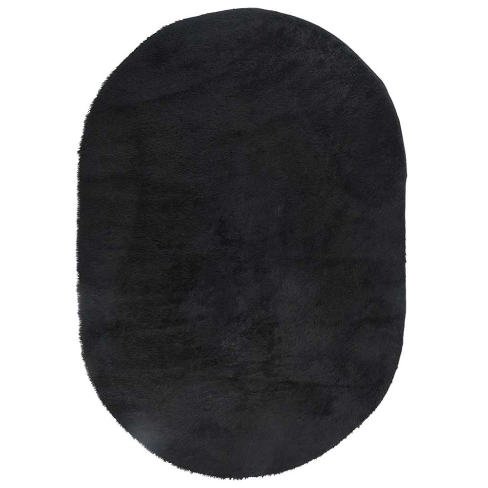 Tapis shaggy à poils longs navarra noir 300x200 cm polyester