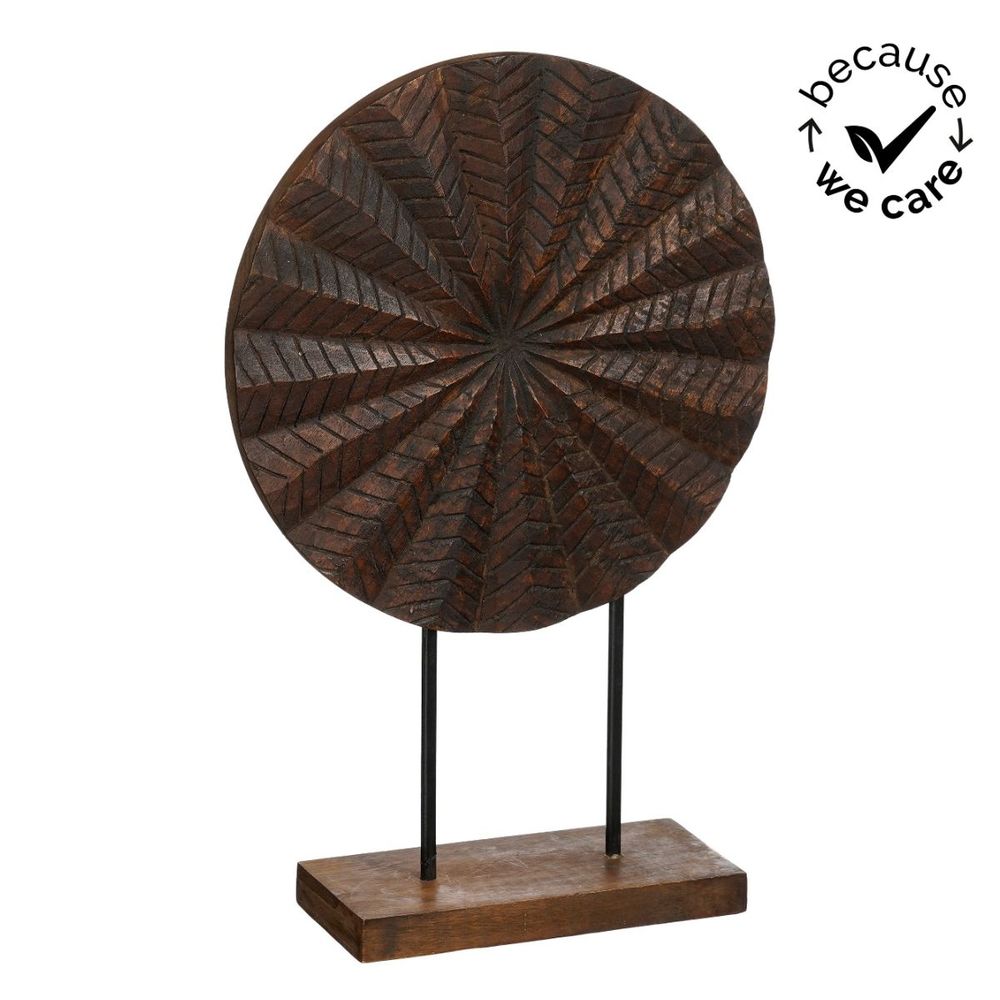 Mica decorations patula objet décoratif - décoration autoportante avec motif rond - fsc 100 % certifié - finition marron - l28 x