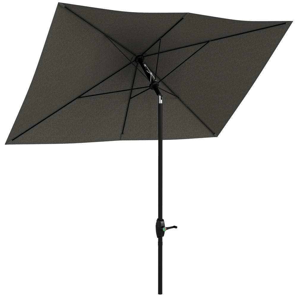 Parasol rectangulaire inclinable de jardin avec manivelle métal polyester haute densité anti uv 50+ gris