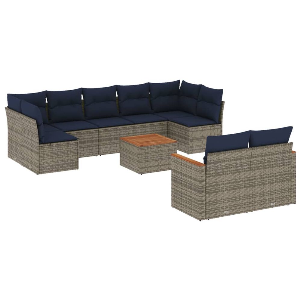 Ensemble de canapé de jardin 10 pcs avec coussins gris