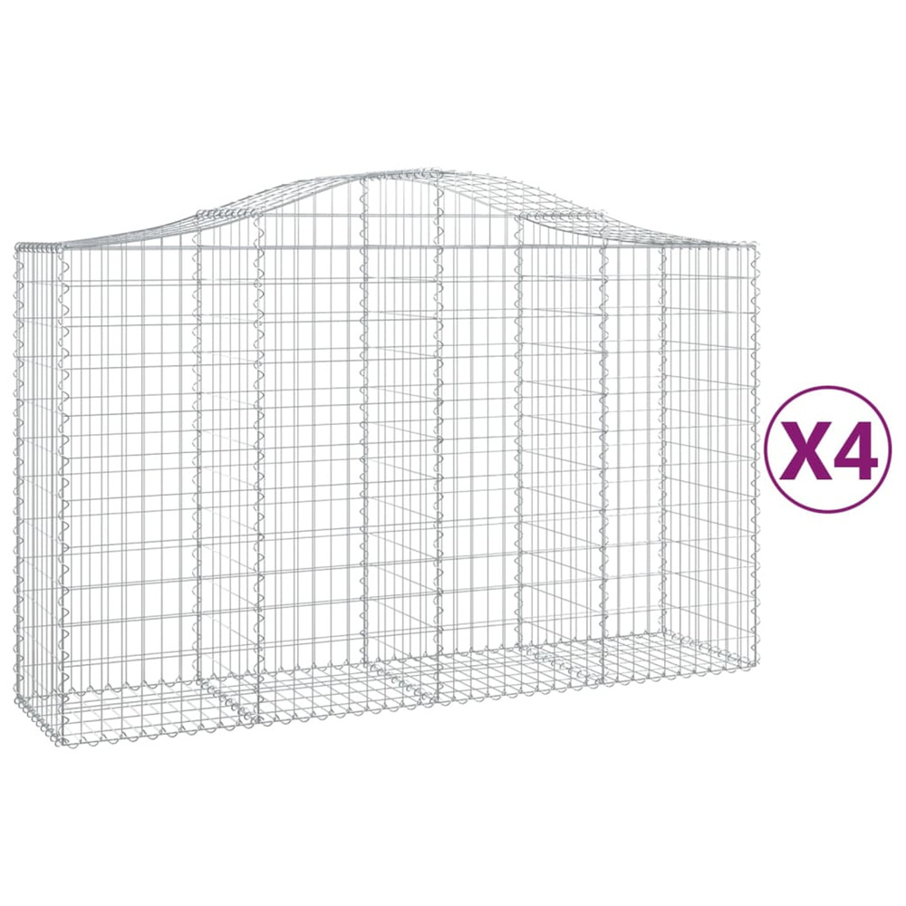 Paniers à gabions arqués 4 pcs 200x50x120/140 cm fer galvanisé