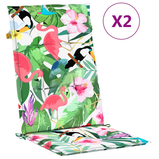 Coussins de chaise de jardin dossier haut lot de 2 multicolore
