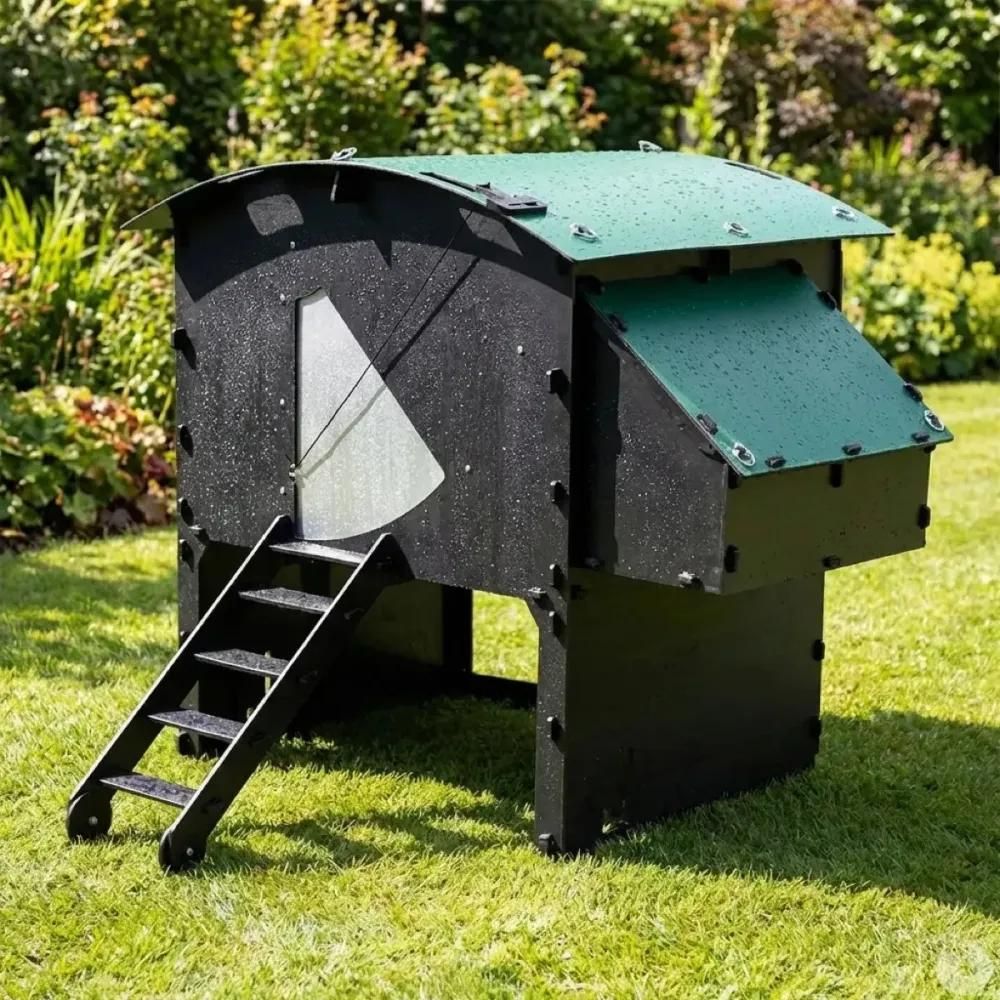 Poulailler surélevé en plastique recyclé, 8 poules standard ou 15 naines